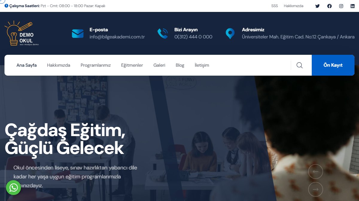 ESC Eğitim - Okul & Kurs Web Sitesi Teması v1